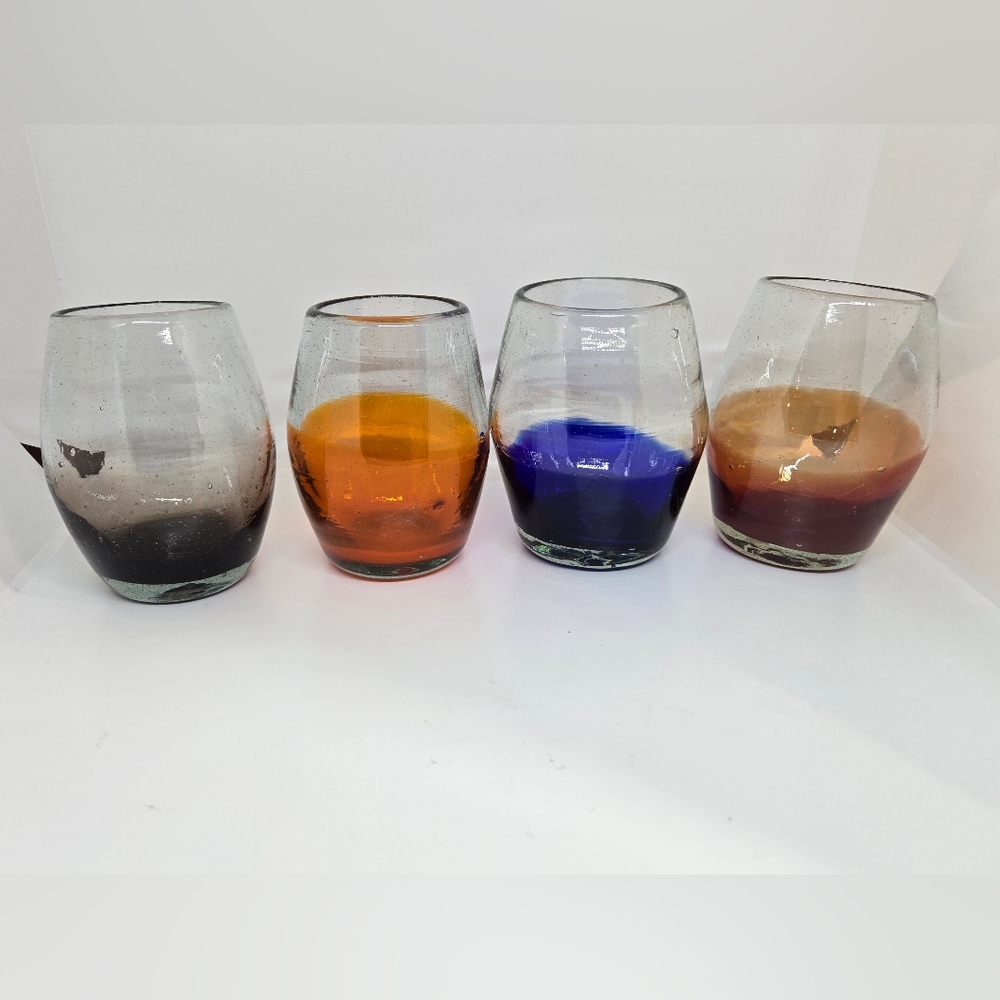 Colorful Hand Blown Glass Handless Cups